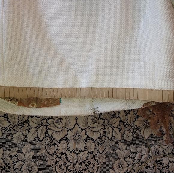 Mark Zunino white beige crop jacket pleated ribbon edges knit tweed bell sleeves - Picture 6 of 7